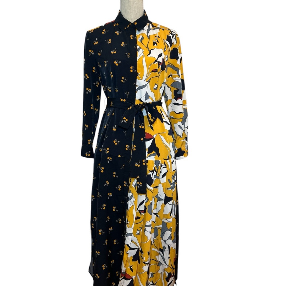 French connection  Black and Yellow maxi dress